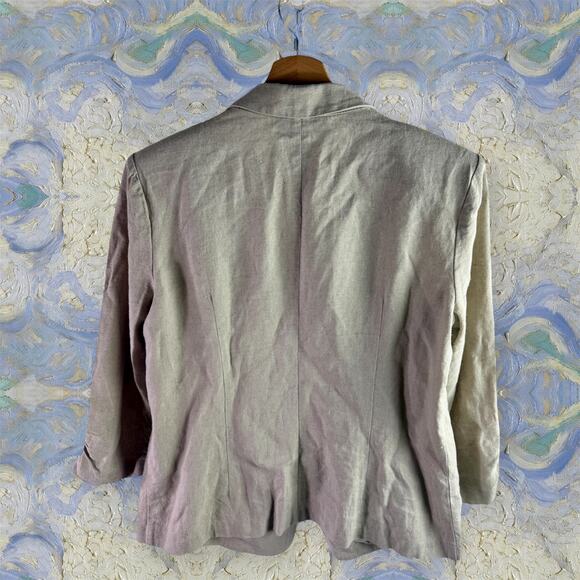 NYCC New York Clothing Company Women's Medium Linen Blend Open Front Blazer - Picture 2 of 9